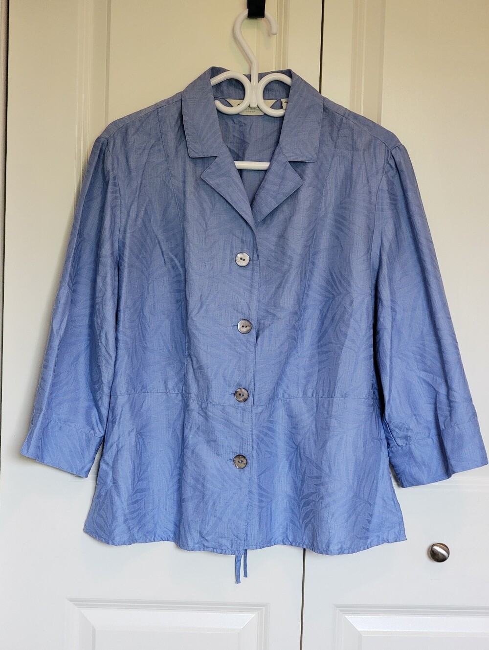 Orvis 75% Silk 25% Cotton Blue Button-Front Women's Shirt Jacket